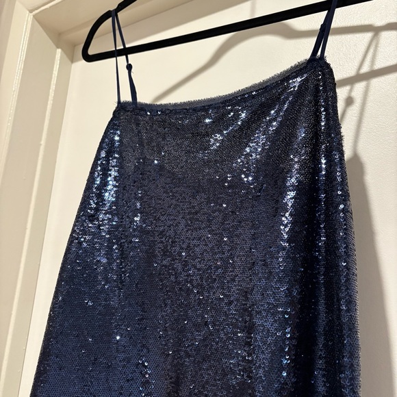 Free People Intimately Time to Shine Slip Sequined Dress In Navy Blue Sleeveless - Picture 3 of 10